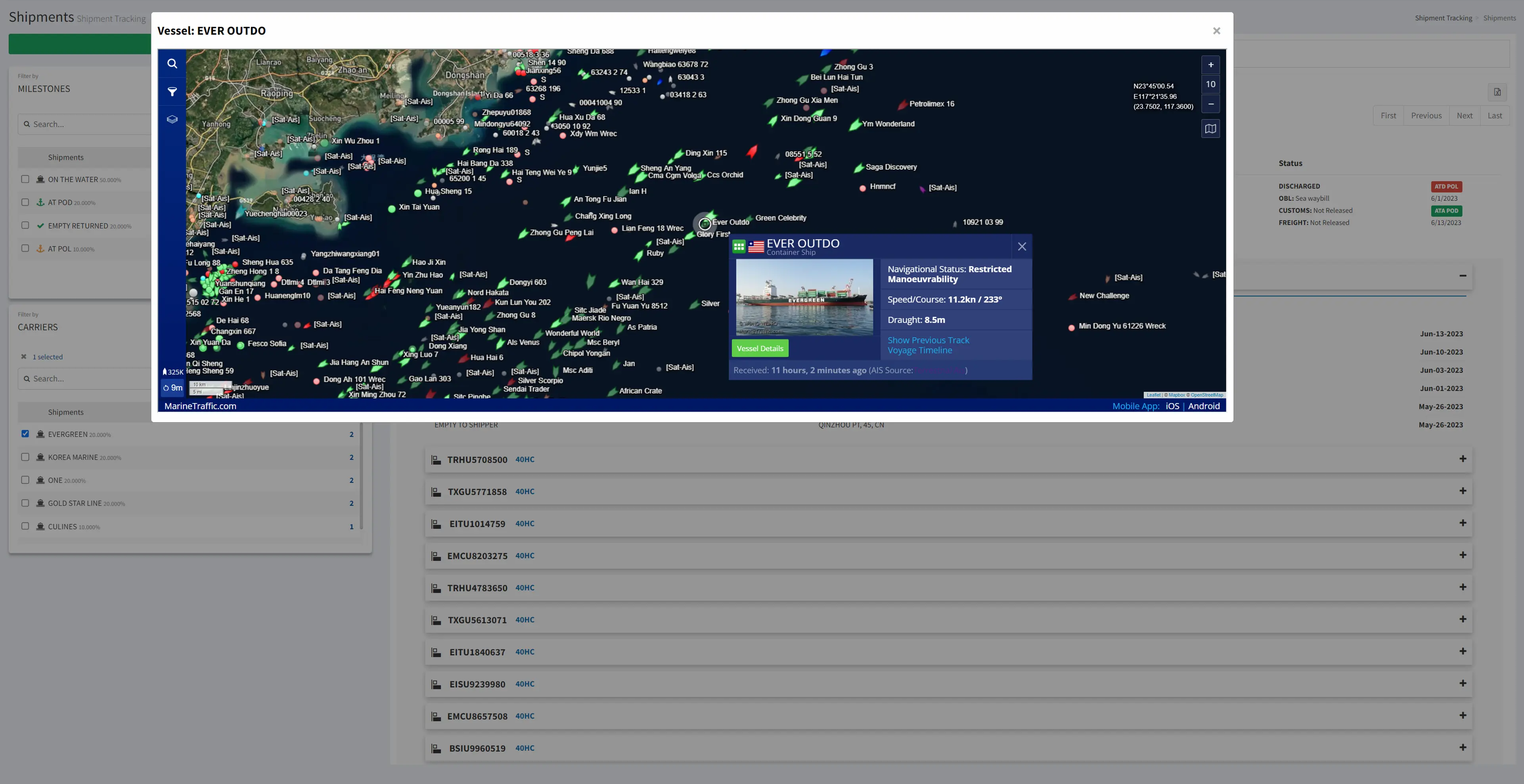 Shipment Tracking: On the Water Vessel Tracker